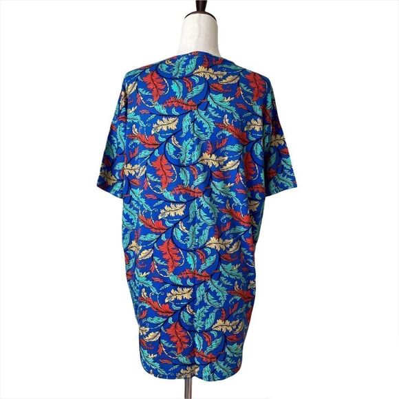 Lularoe Irma Blue Leaf Print Top - Picture 7 of 14